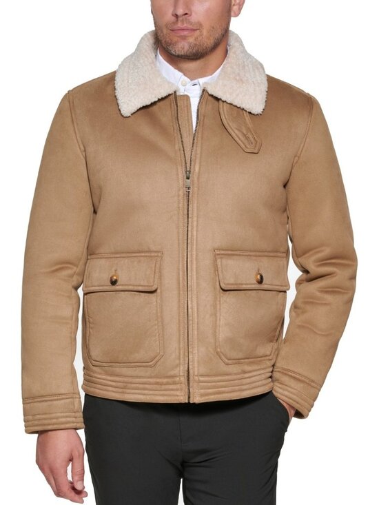 Club Room Men's Faux Suede Jacket Size M Tan Plus Fleece Lining - Picture 1 of 1